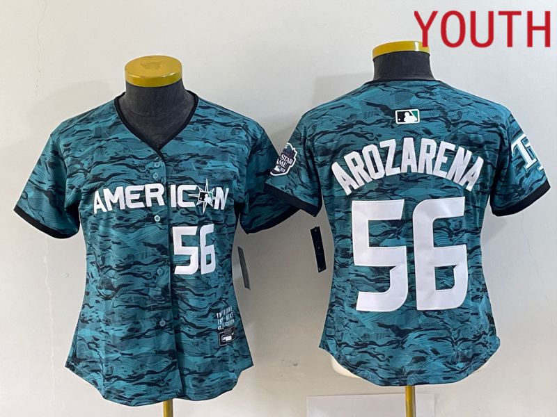 Youth Tampa Bay Rays 56 Arozarena American League Nike Green 2023 MLB All Star Jersey